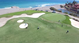 golfing by the beach