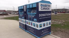 New danger warning labels posted on donation bins after multiple deaths in Canada after people tried to enter the bins to take goods