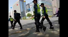 Seoul riot police at city hall