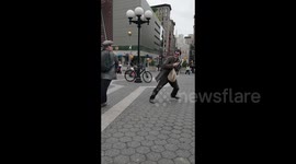 'Nazi' supporter gets egged after ranting about transgender people in New York City