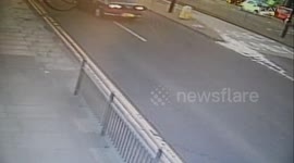 This is the moment a quad biker’s showboating went badly wrong after crashing into railings at speed