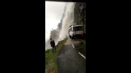 Dramatic footage of Overflow of rainwater from Khreng Khreng waterfalls, Meghalaya