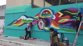 Artists cheer up red light district of Guatemala City with colourful creations