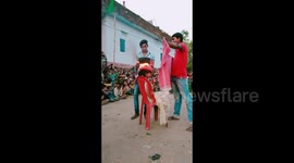 Stunt performers light fire on 7-year-old girl's head to boil water