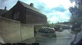 Vandalism kids jumping on parked cars