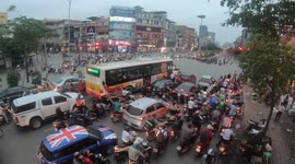 Time lapse during rush hour in Viet Nam - Traffic is crazy and messy 