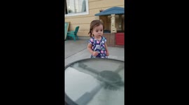 Little girl scared of the moon