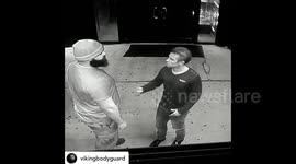 Never touch a man's beard: 'Viking' bouncer not impressed when man strokes his fuzz