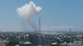 Smoke rises after car bomb goes off in Somalia