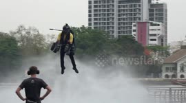 British 'Iron Man' flies jet suit in gridlocked Bangkok claiming it will be the 'future of travel'