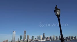 Helicopter aerobatics seen from the Hudson River Park