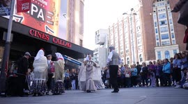 Traditional chotis dance performed in Madrid, Spain