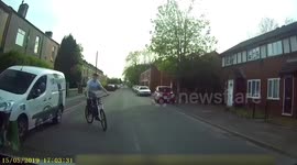'He nearly died!' Young cyclist has lucky escape due to UK driver's great reflexes