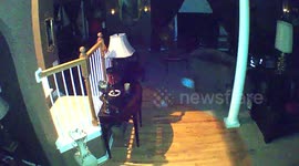 Spooky green light zooms past camera