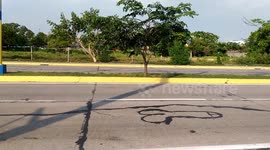 Road workers leave tarmac phallic mark on road in Philippines