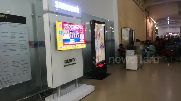 Election results at Delhi International Airport.