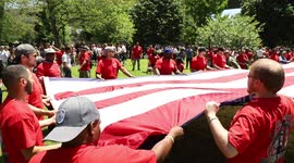 Memorial Day: Iron Workers fold massive U.S. flag