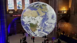 Amazing giant globe in Liverpool Anglican Cathedral.