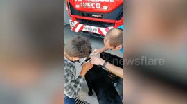 Dog rescued by firefighters after getting head stuck in a cat flap