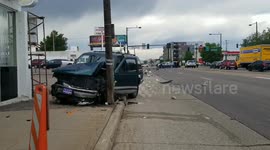 Very bad 2 car crash vs motorcycle accident