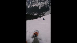 Sliding on my ass off the mountain whilst my wife keeps climbing