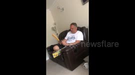 Unsuspecting UK man gets a shock whilst playing with new electric fly swatter