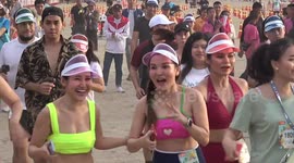 Colourful scenes at bikini beach race in Thailand