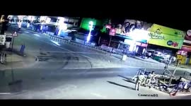 Cops flee to save life after speeding car rams barricade