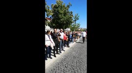 England fans given a guard of honour by the locals
