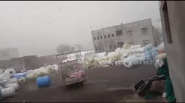 Moment Cyclone Vayu tosses 200kg water tanks into the air in India