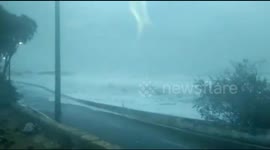 Big waves of Cyclone Vayu batter coast in western India