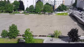 High water on the Inn river (Innsbruck, Austria)