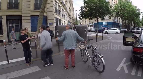 Extraordinary road rage incident in Paris involving BLIND man