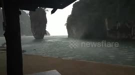 'James Bond' island battered by storm in southern Thailand