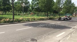 Antonio Giovinazzi drives F1 car on public streets to celebrate winning Bandini Trophy