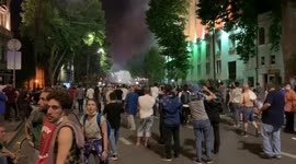 Chaotic scenes on streets of Georgian capital as anti-Russia protests continue