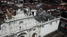 Film video of the Cathedral of Antigua Guatemala.