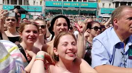 Over Joy crowd watching West End Live 2019, London, UK