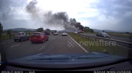 Lorry fire M5 Southbound just North of Sedgemoor Services