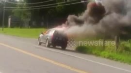 Dramatic car fire caught on camera