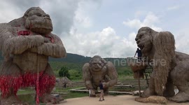 Giant King Kong made from straw brings tourists to Thailand park