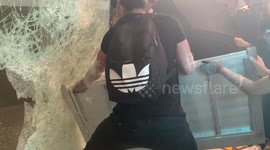 RUSHES: Moment Hong kong protesters smash their way into Legislative Council