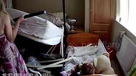 Watch the hilarious moment a UK mum fights a losing battle as her bed slowly falls apart