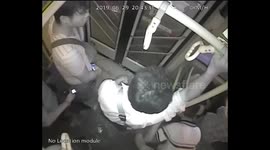 Furious bus passenger smashes door after driver refused to let him out in Myanmar