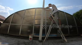 Huge tower of styrofoam melts into grey goo during science experiment