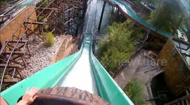 Roller Coaster Camera On Board (Watercoaster) going downhill from higher point