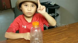 This kid's bottle cup challenge is on a different level