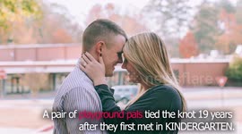 Couple who met in KINDERGARTEN wed in touching ceremony 19 years later