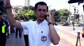 Bizarre moment furious mayor suspends police chief after stepping in faeces at monument in the Philippines