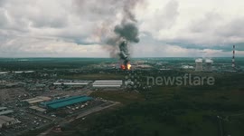 The explosion and a large fire at a thermal station near Moscow